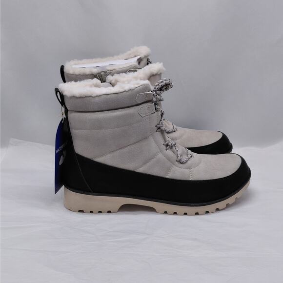 JBU by Jambu Womens 8.5 Alaska Waterproof Winter Snow Boots Gray Black Faux Fur - Picture 1 of 9